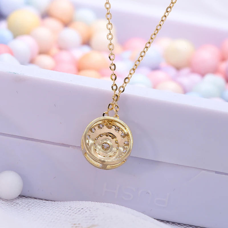 Delicate round lab-grown diamond pendant necklace