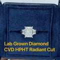 Radiant-cut lab-grown diamond ring with diamond accents