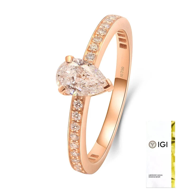 Pear-shaped lab-grown diamond ring