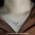 Three-stone round lab-grown diamond necklace