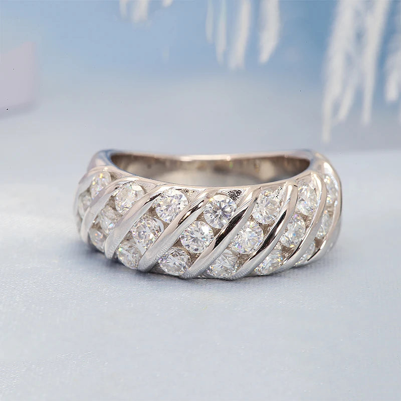 14K white gold halo ring with round diamonds