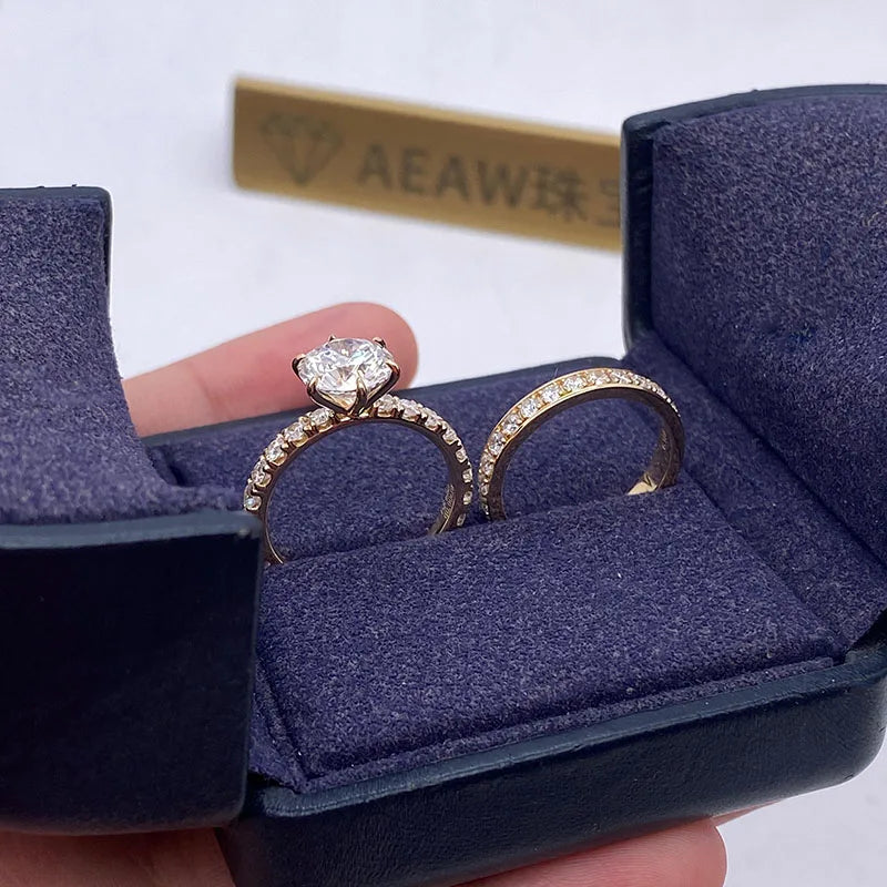 Diamond engagement ring with coordinating wedding band