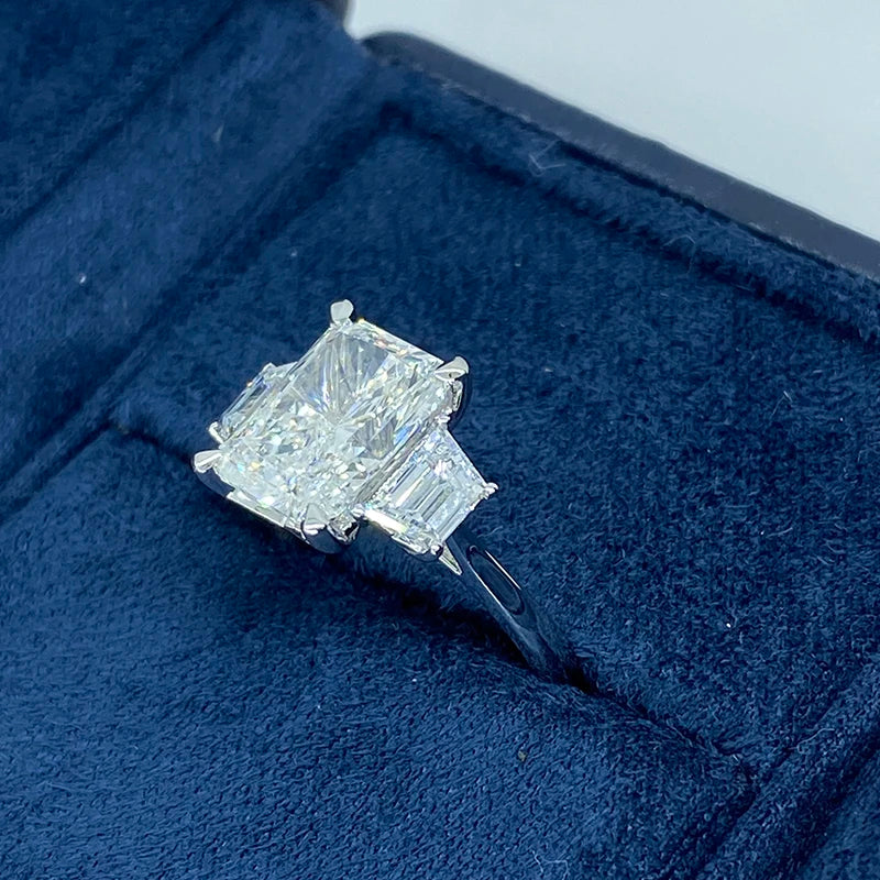 14K gold radiant diamond ring with accent stones