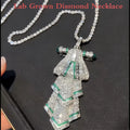 Emerald and lab-grown diamond brooch necklace