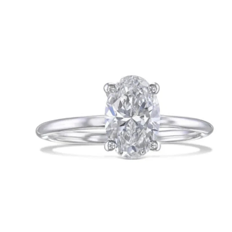 Oval lab-grown diamond ring with accent stones