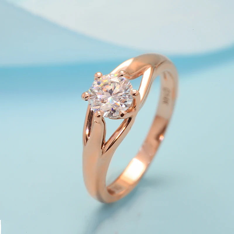 One carat round lab-grown diamond ring in 14K gold