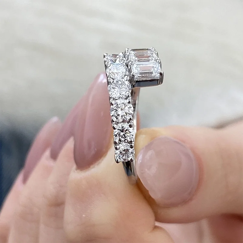 Gold mixed-cut lab-grown diamond band