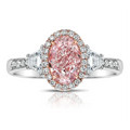 Pink oval lab-grown diamond two-tone gold ring