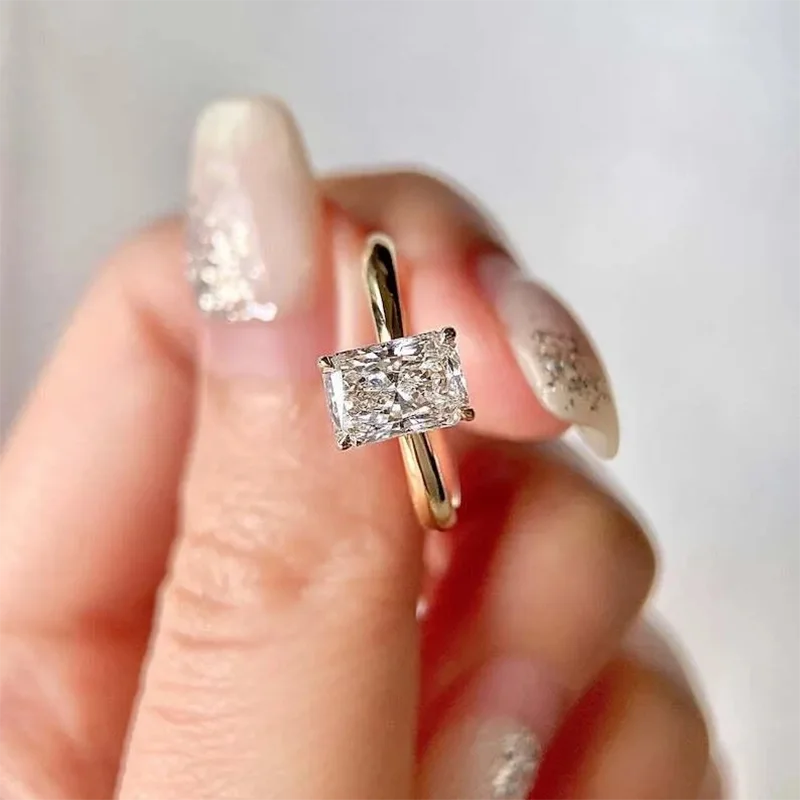 Radiant-cut diamond engagement ring design