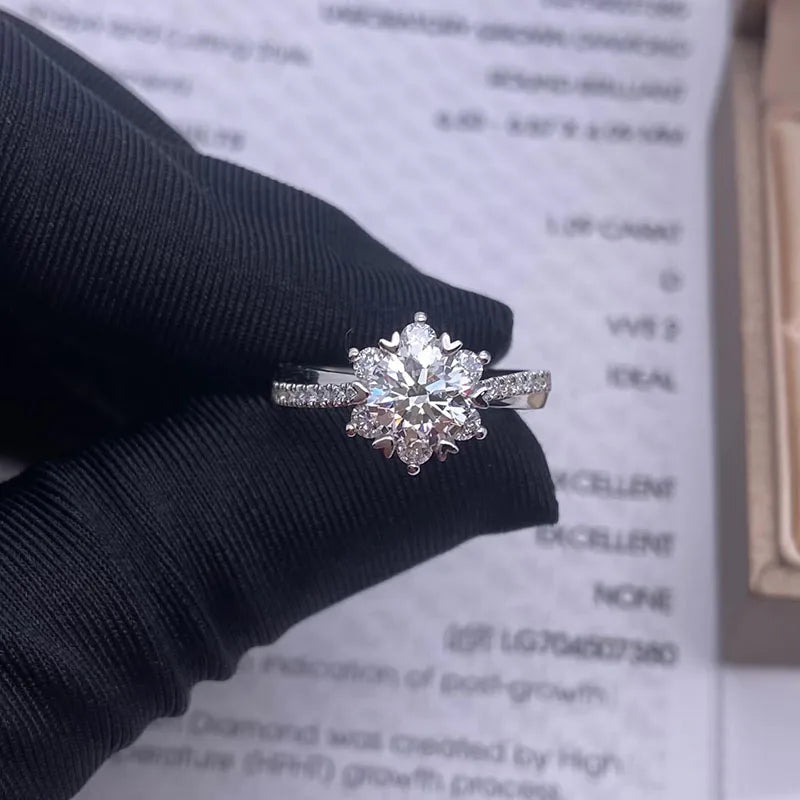 Floral-inspired lab-grown diamond ring