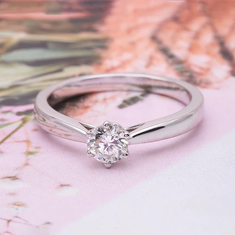 Six-prong round lab-grown diamond solitaire ring