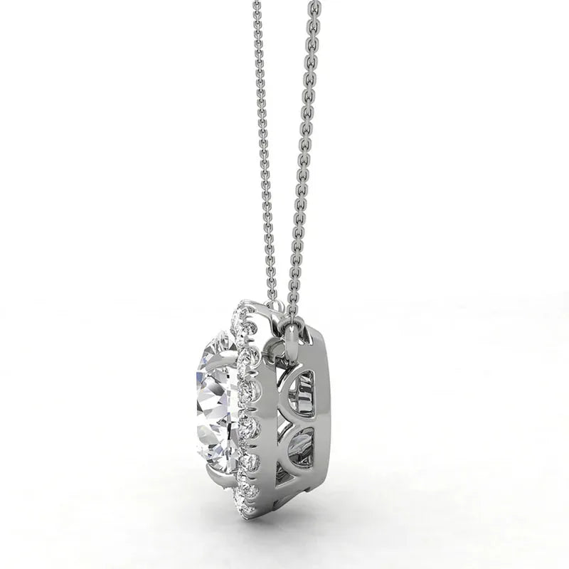 Lab-grown diamond pendant on gold necklace