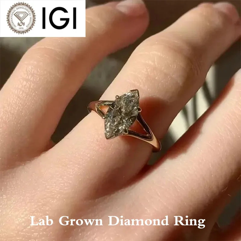 Marquise lab-grown diamond split-shank ring