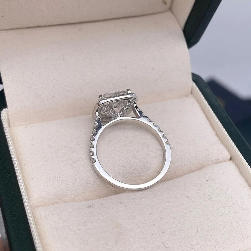 Cushion-shaped lab-grown diamond ring in gold or silver