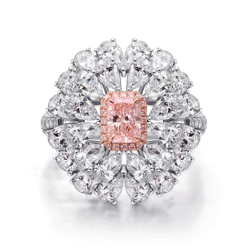 Fancy pink radiant lab-grown diamond accent ring