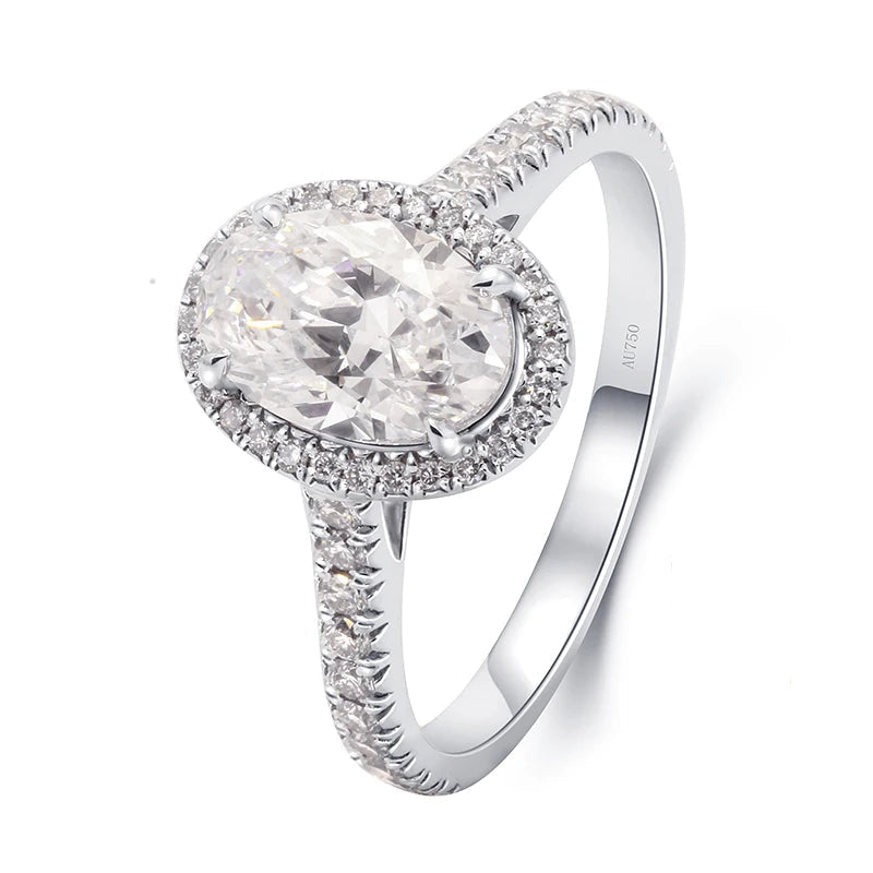 Oval lab-grown diamond ring with accent stones