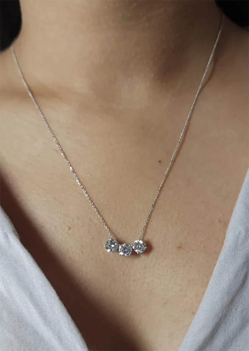 Three round lab-grown diamonds in necklace design