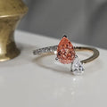 Pink and white pear lab-grown diamond two-stone ring