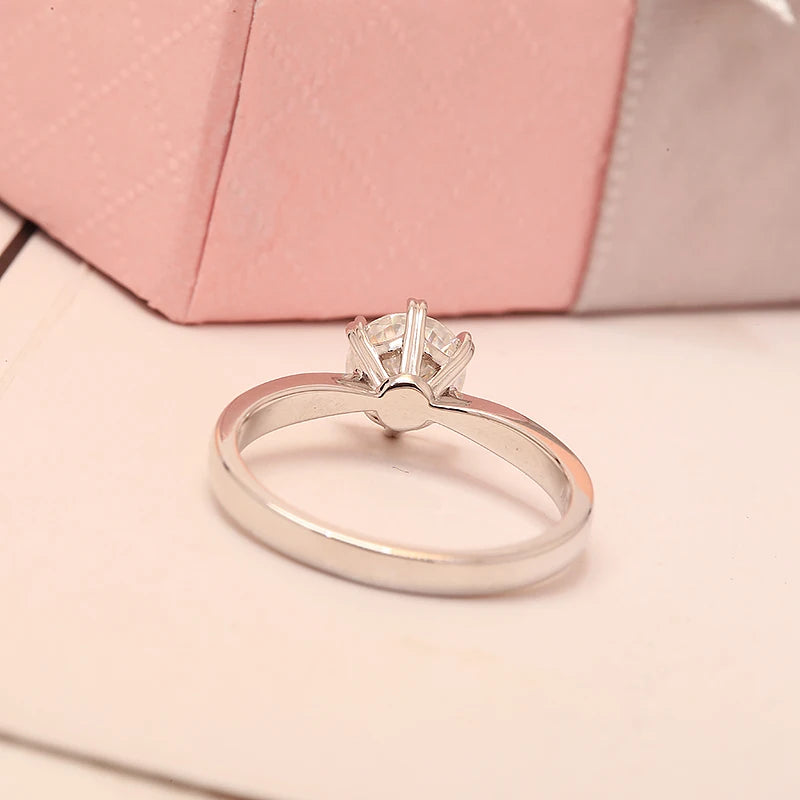 Round-cut lab-grown diamond prong-set ring