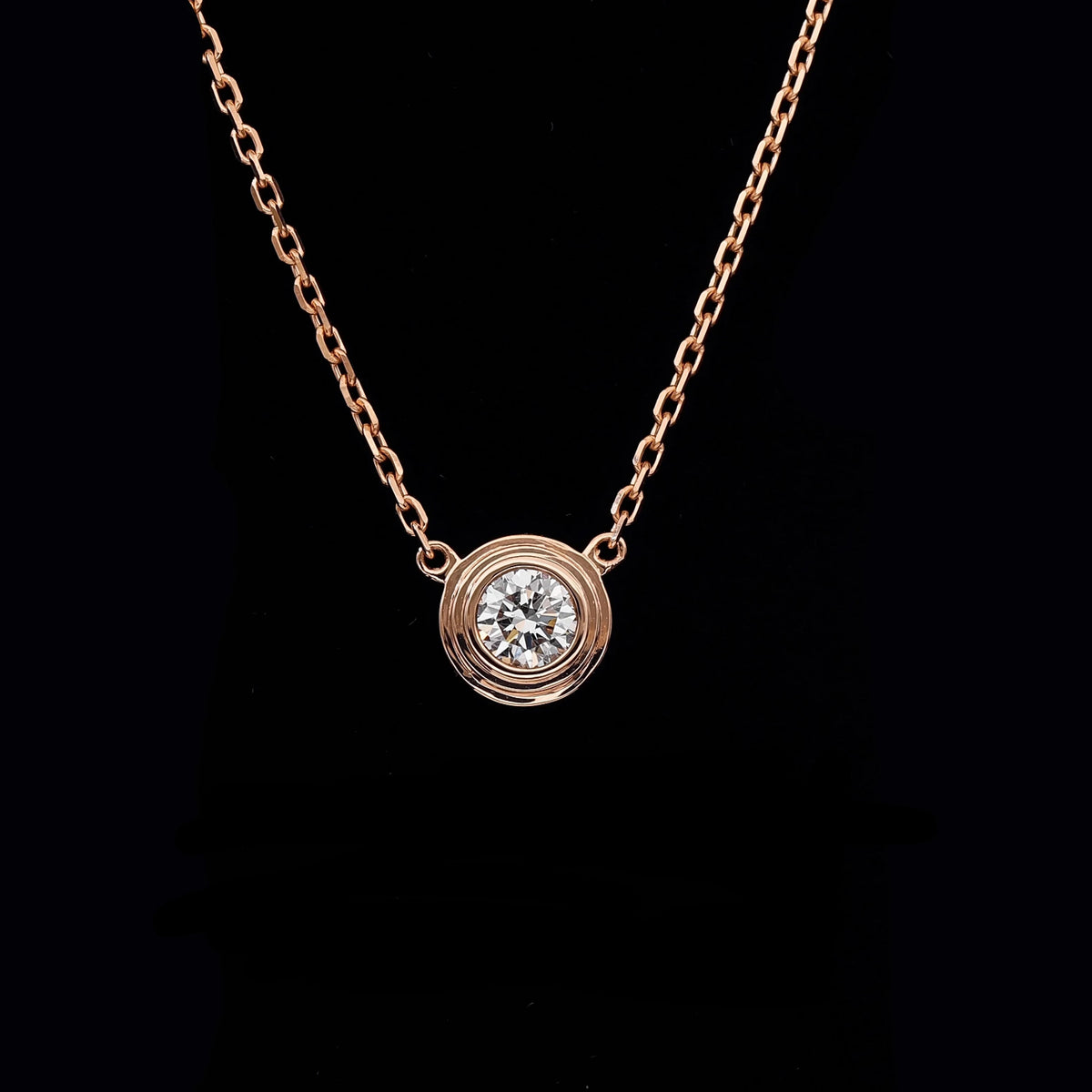 Round lab-grown diamond bezel pendant necklace