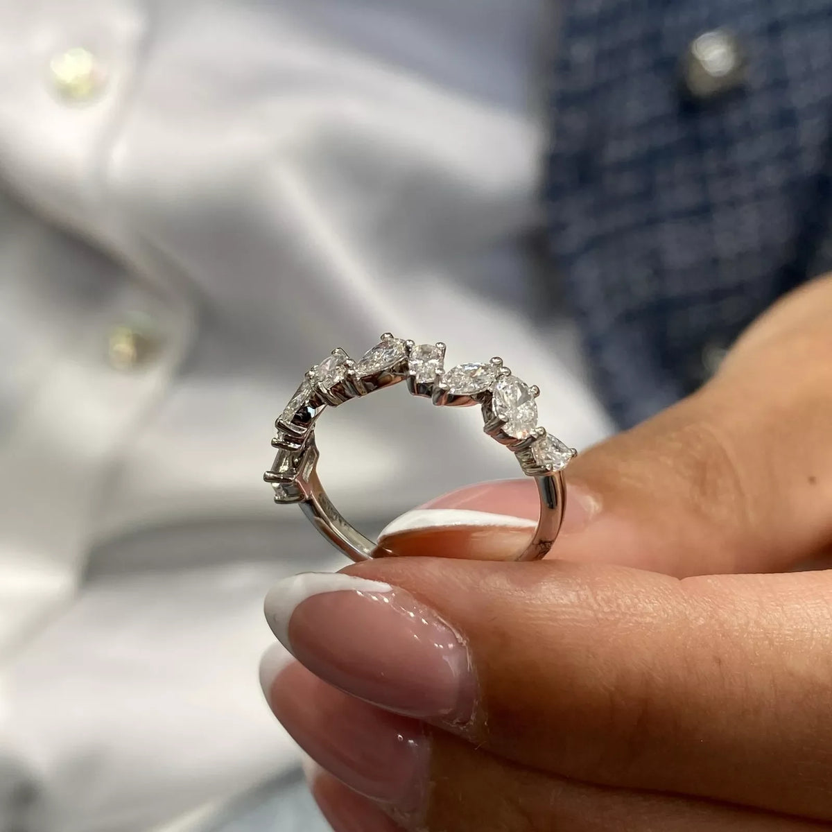 Mixed-shape lab-grown diamond wedding band