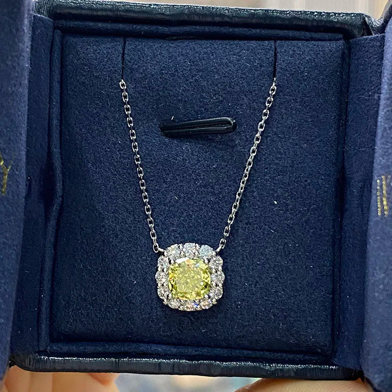 Lab-grown diamond cushion pendant with diamond accents