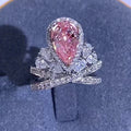 Fancy pink pear-cut lab-grown diamond ring