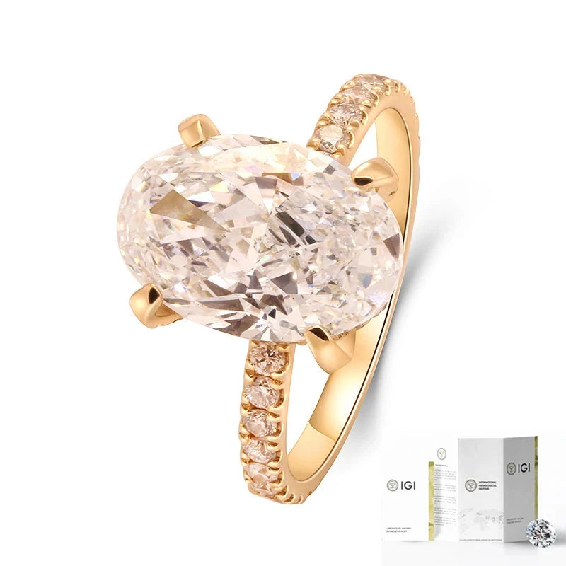 Oval lab-grown diamond pavé engagement ring in gold