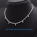 Emerald and round lab-grown diamond tennis necklace