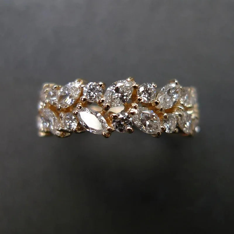 Diamond band alternating marquise and round cuts