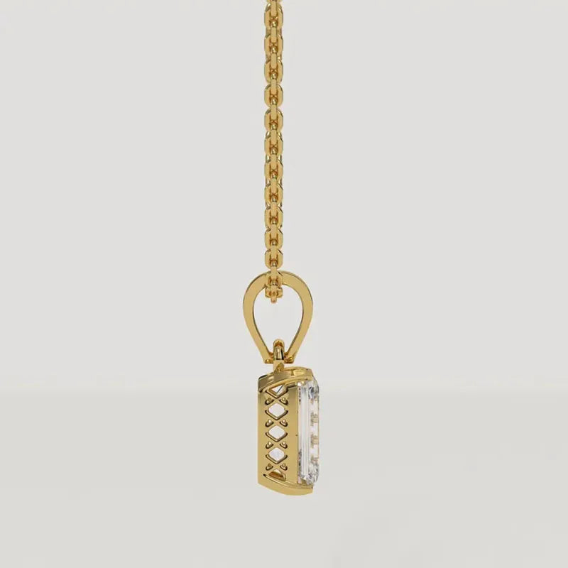 Emerald-shaped diamond pendant necklace