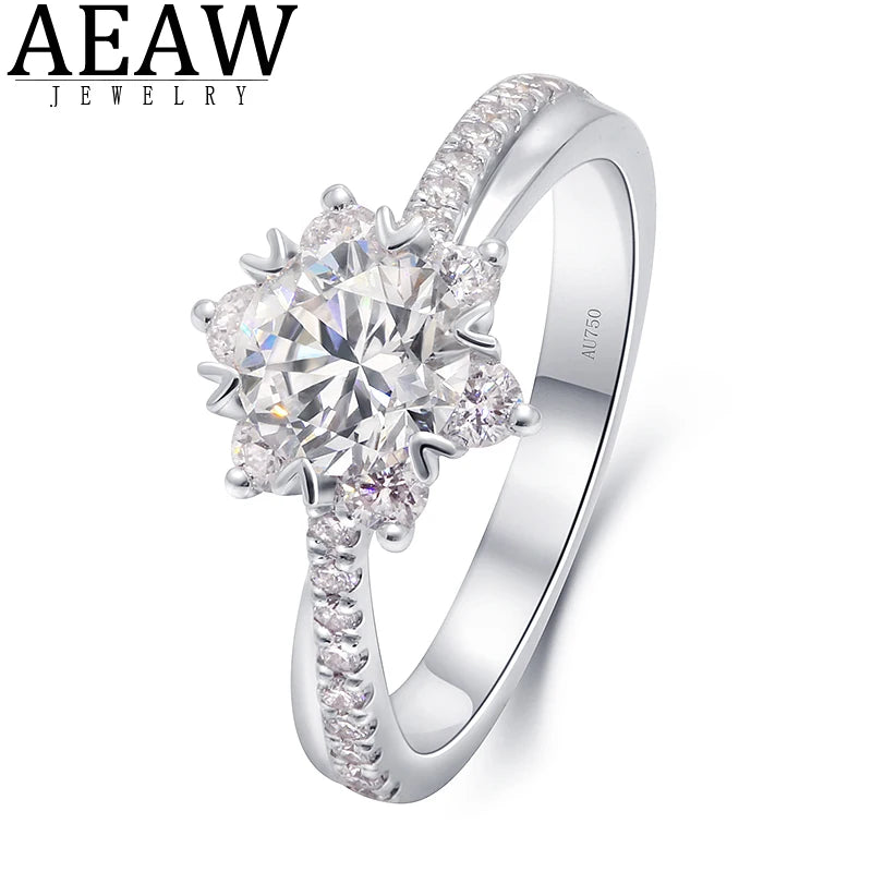 Round lab-grown diamond ring in floral setting