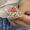 Pear and round lab-grown diamond cluster ring