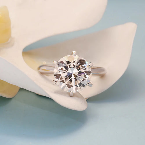 Six-prong round lab-grown diamond engagement ring