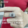 Five carat emerald-cut lab-grown diamond ring
