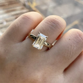 Emerald-cut lab-grown diamond ring with wide band