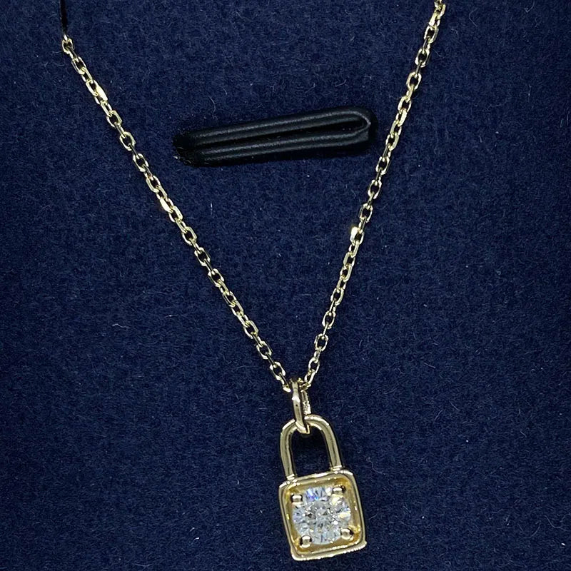 Diamond lock pendant on fine chain