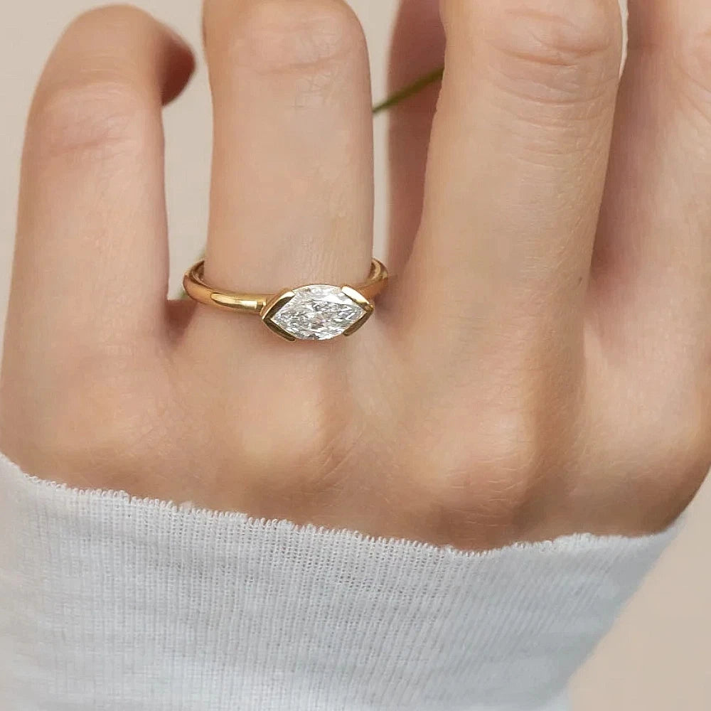 Marquise lab-grown diamond engagement ring