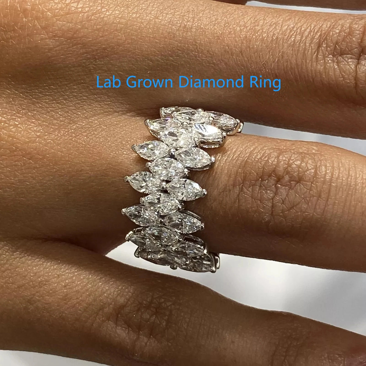 Marquise lab-grown diamond cluster ring
