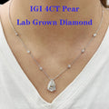 Pear-shaped lab-grown diamond pendant necklace in 14K white gold