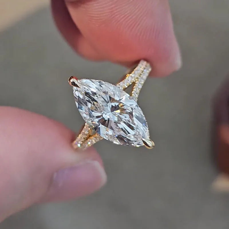 Marquise-cut lab-grown diamond engagement ring