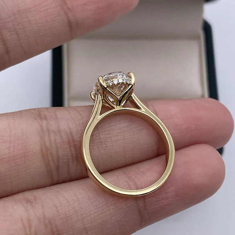Lab-grown diamond ring featuring oval center stone
