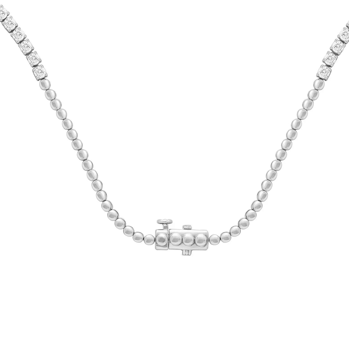 Mixed-cut emerald and round diamond necklace