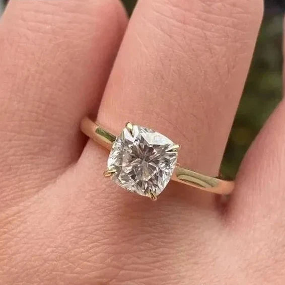 Cushion-cut lab-grown diamond engagement ring