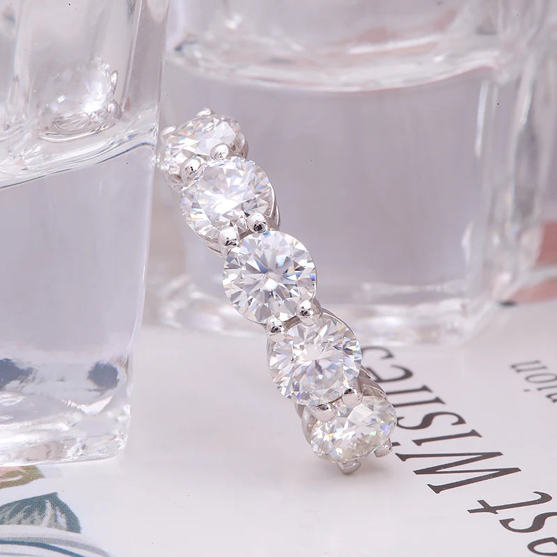 Five-stone round lab-grown diamond band
