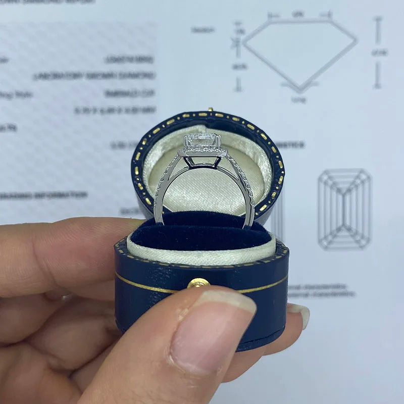 Gold emerald-cut lab-grown diamond ring