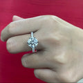 Three carat round lab-grown diamond engagement ring