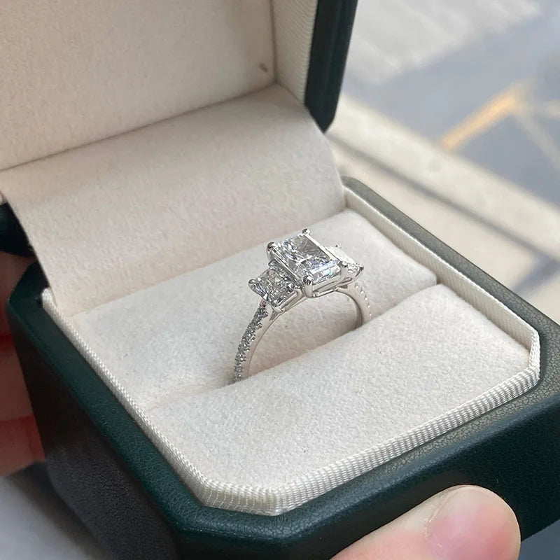 Three-stone lab-grown diamond ring