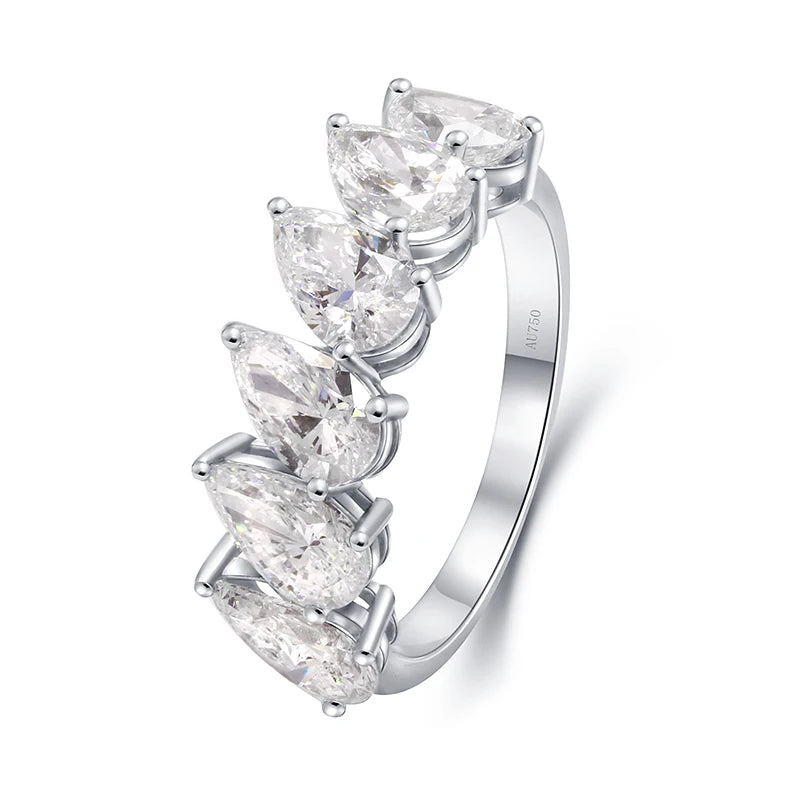 Six-stone pear-cut lab-grown diamond band