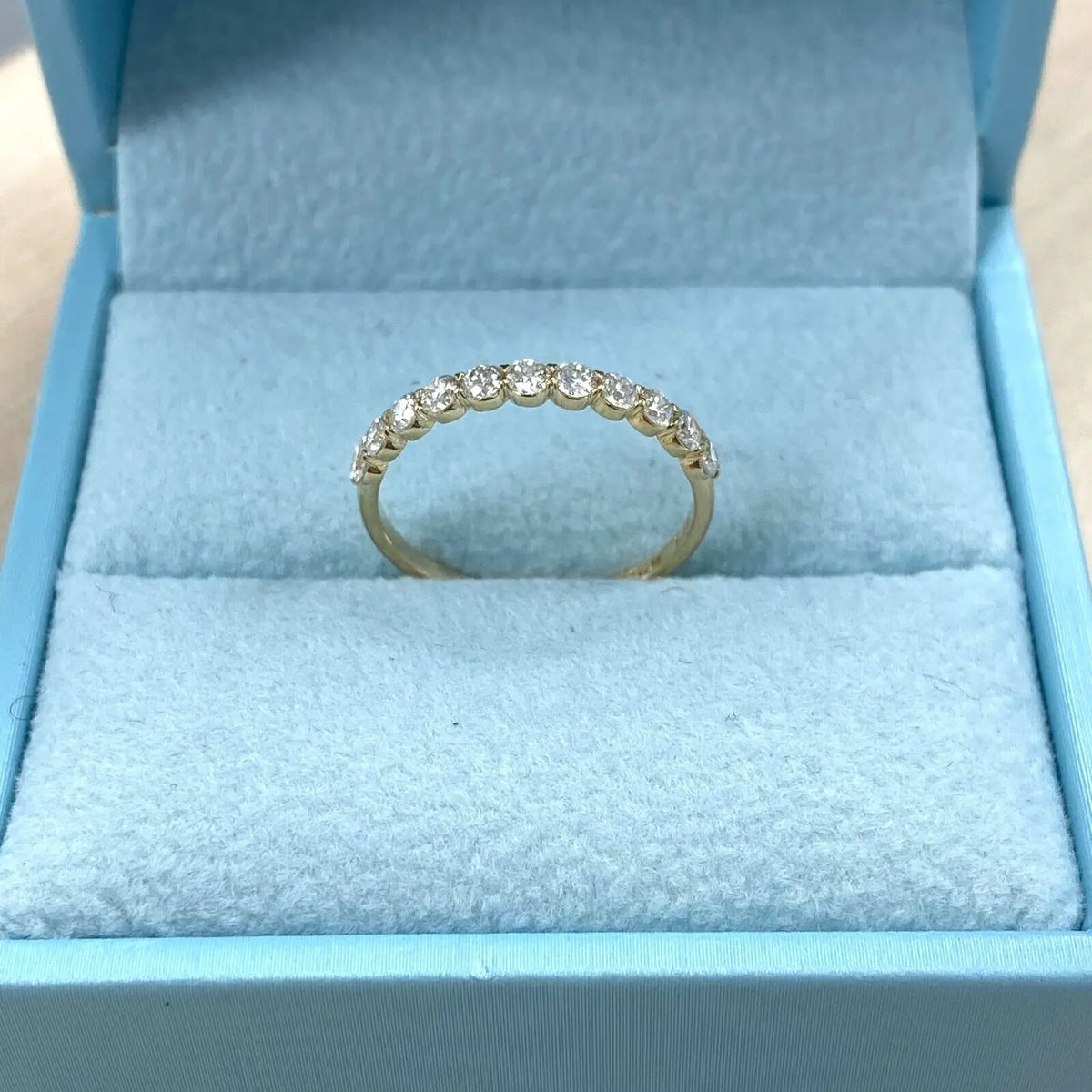 Wedding band set with round lab-grown diamonds
